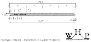 Sandwichprofil Monowall PUR 40